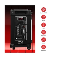Pyle 8" Portable Wireless Bt Streaming Pa Speaker System - Built-in Rechargeable Battery, Wireless Microphone, Usb/Micro Sd/Fm, 350W