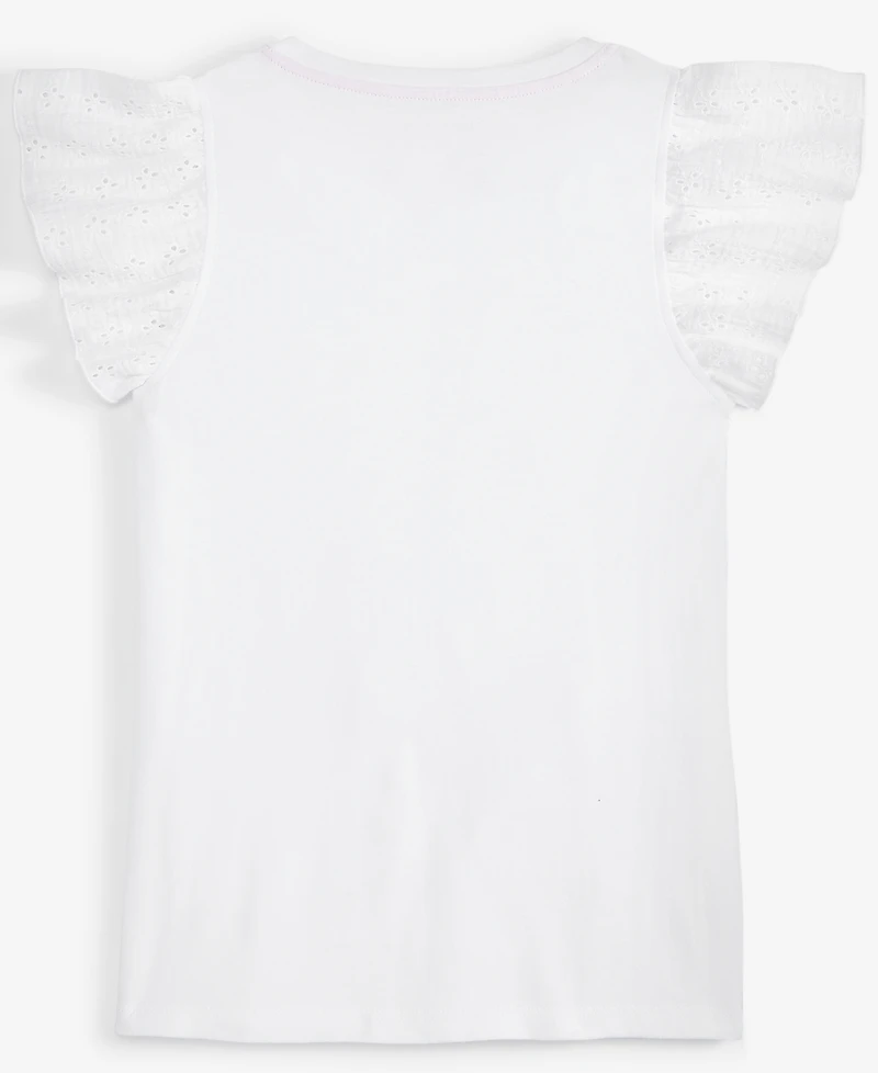 Big Girl Eyelet-Flutter-Sleeve Top, Exclusively at Macy's
