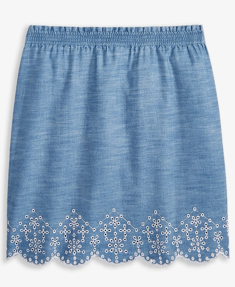 Epic Threads Little & Big Girls Eyelet-Trim Chambray Skirt, Exclusively at Macy's