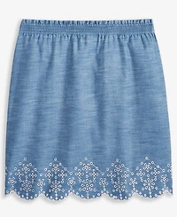 Epic Threads Little & Big Girls Eyelet-Trim Chambray Skirt, Exclusively at Macy's