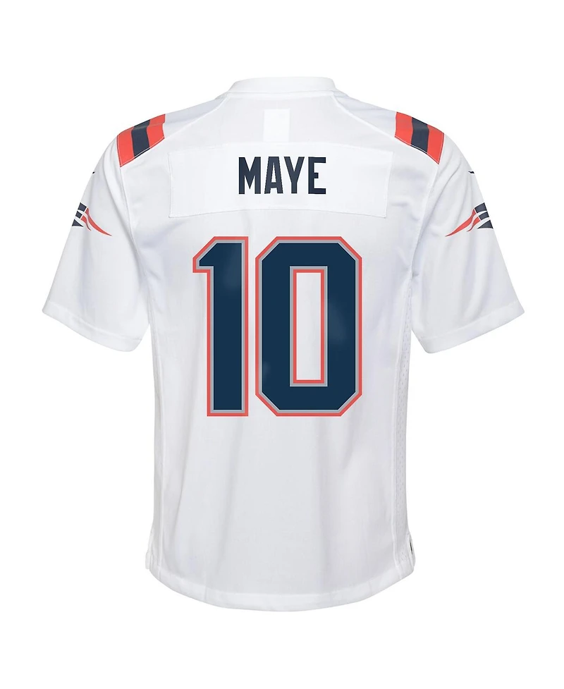 Nike Big Boys and Girls Drake Maye White New England Patriots Game Jersey