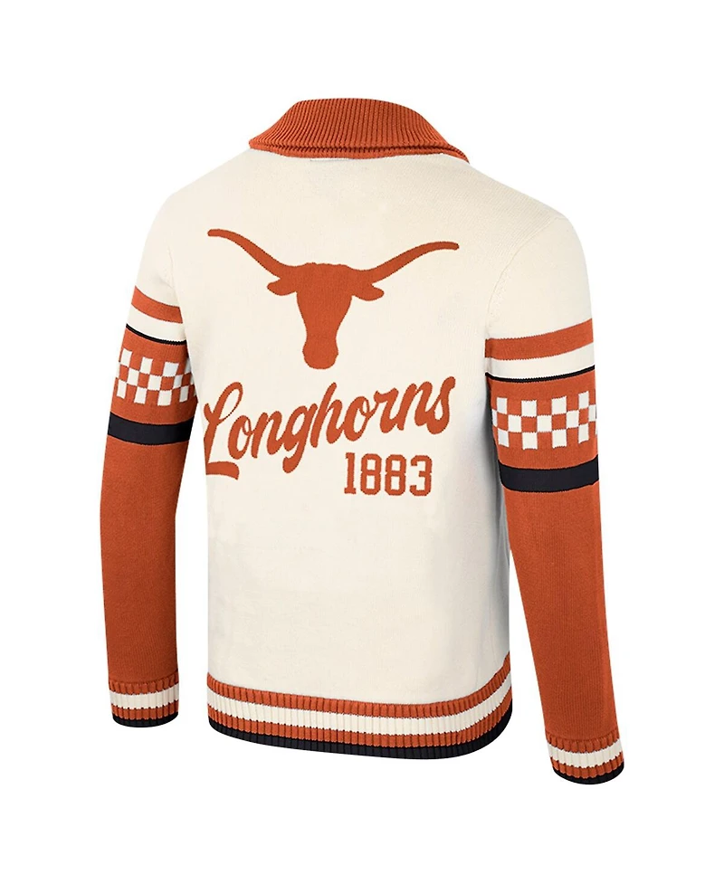 Colosseum Women's Cream Texas Longhorns Wild Collective Button-Up Jacquard Sweater