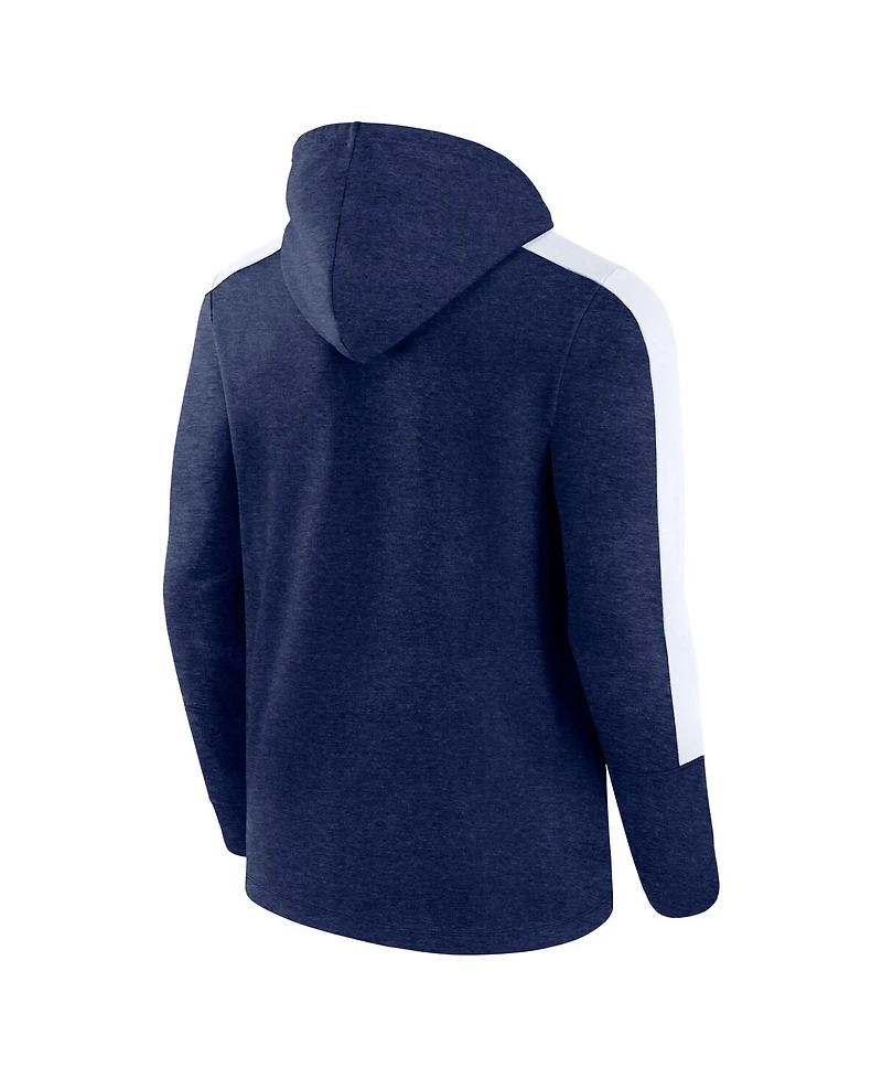 Fanatics Men's Heather Navy White Dallas Cowboys Gains Full-Zip Hoodie