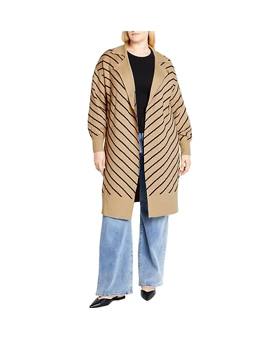 City Chic Plus Stripe Ivy Cardigan