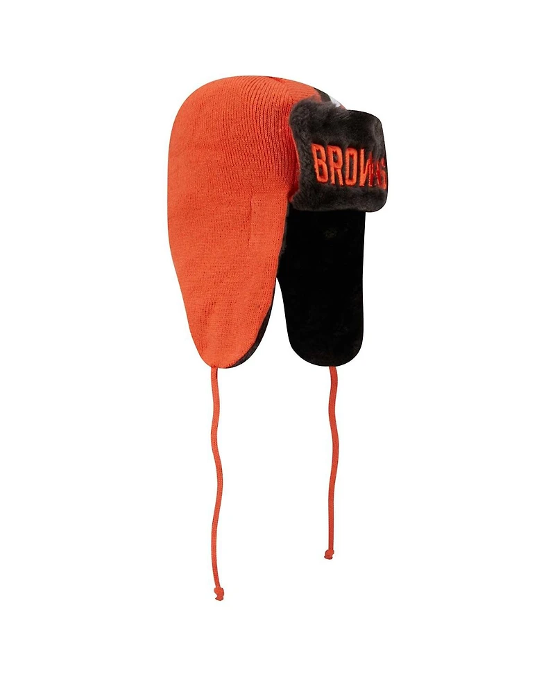 New Era Men's Orange Cleveland Browns Helmet Head Trapper Knit Hat