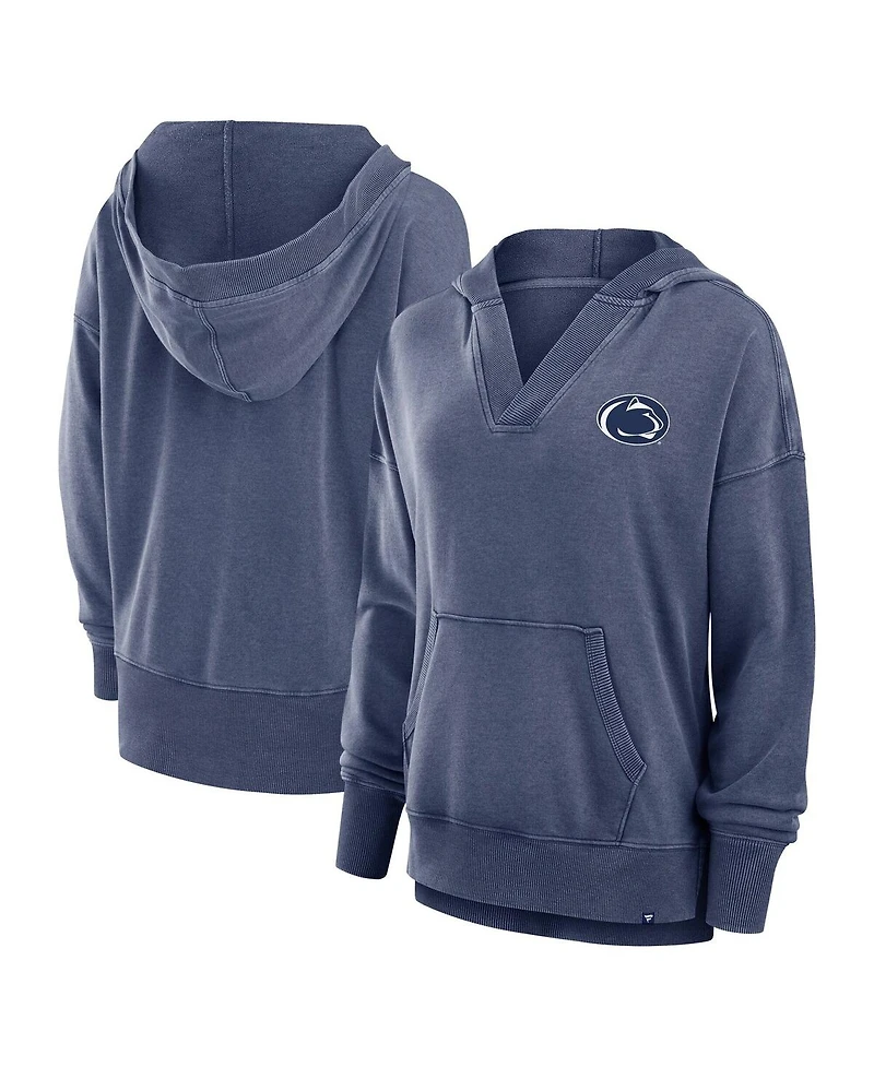 Fanatics Women's Navy Penn State Nittany Lions Initiative Snow Wash French Terry V-Neck Pullover Hoodie