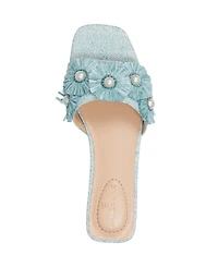 Bandolino Women's Marcell Flower Raffia Flat Slide Sandals