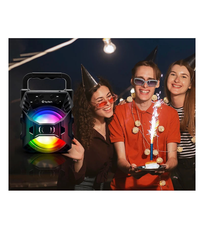 Toptech Blade-4 Bluetooth Party Speaker, 3" Woofer, Disco Lights