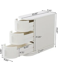 Tribesigns Solid Wood End Table, 3-Drawer Modern Sofa Side Narrow Chair Table Slim Nightstand for Living Room, Bedroom, Finished Back, No