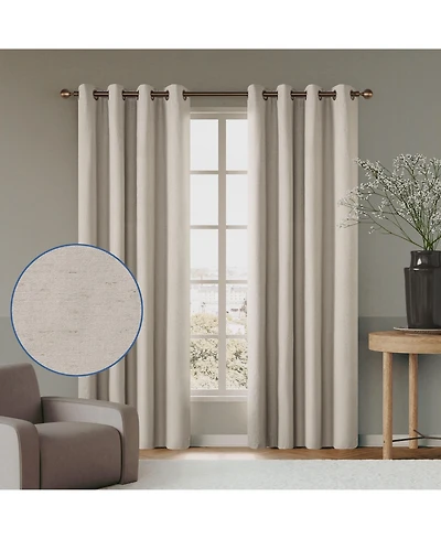 Linen Blend Total Blackout Grommet Curtains Pair