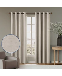 Linen Blend Total Blackout Grommet Curtains Pair