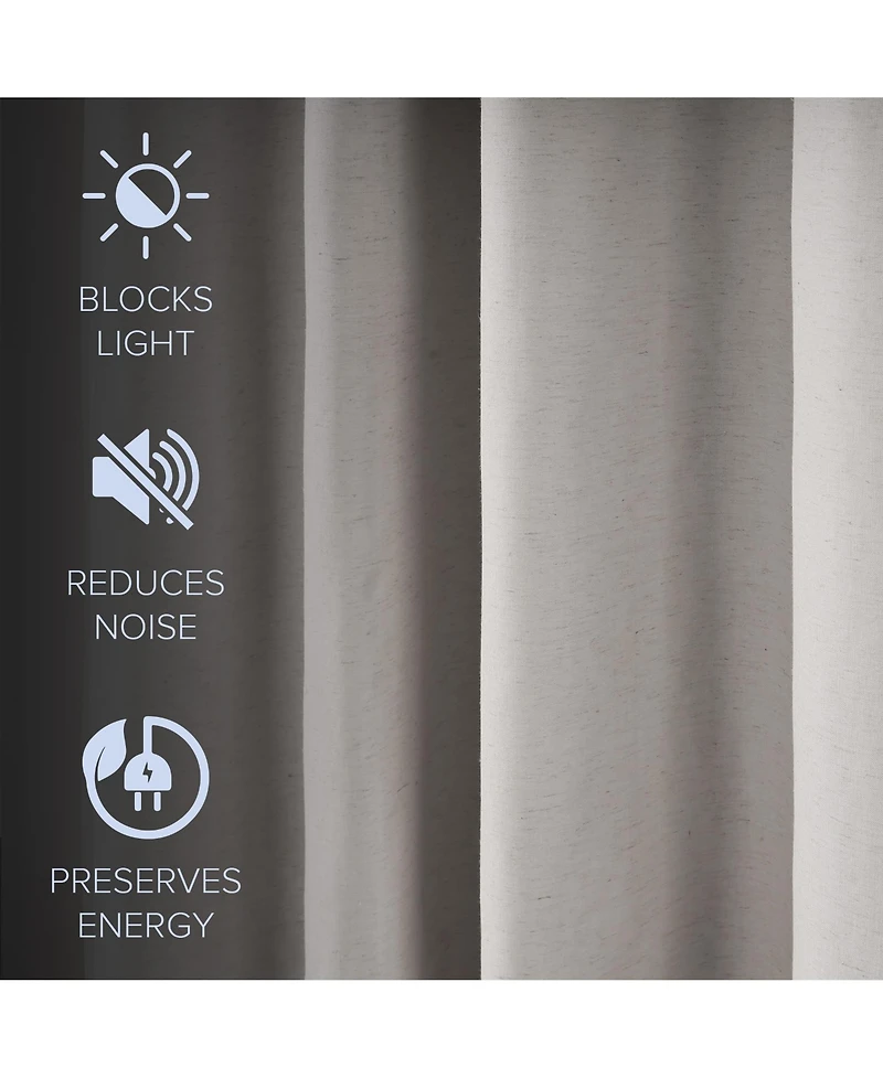 Linen Blend Total Blackout Grommet Curtains Pair