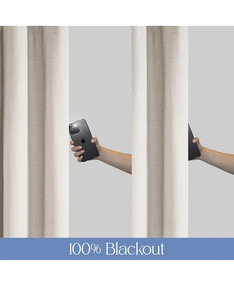 Linen Blend Total Blackout Grommet Curtains Pair, 52"X96"