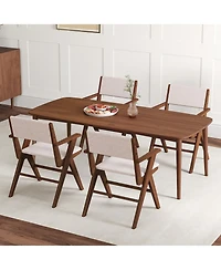 Gymax Wooden Dining Chair Set of 4 w/ Rubber Wood Frame Padded Seat & Back Armrests