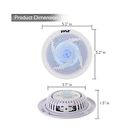 Pyle 6.5'' Low-Profile Marine Speakers with Led Lights, 240W, White