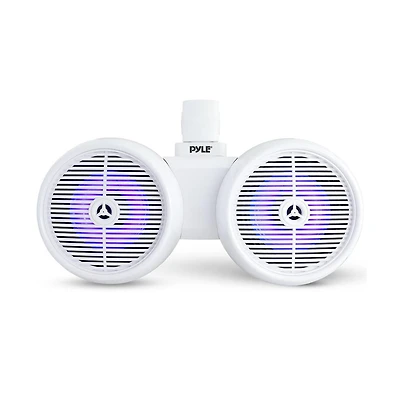 Pyle 8'' Dual Marine Wakeboard Speaker System with Led Lights, Water Resistant, White