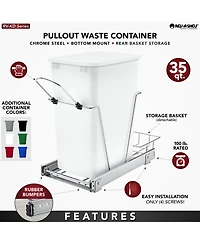 Rev-a-Shelf Pullout Trash Can 35 qt. for Kitchen Cabinets, Rv-12KD-11C S