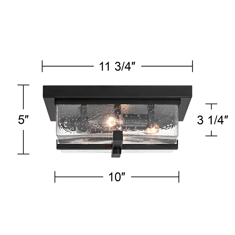 Franklin Iron Works Grambling 11 3/4" Farmhouse Flush-Mount Ceiling Light Fixture Kitchen Foyer 4-Light Rustic Black Finish