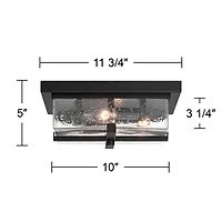 Franklin Iron Works Grambling 11 3/4" Farmhouse Flush-Mount Ceiling Light Fixture Kitchen Foyer 4-Light Rustic Black Finish
