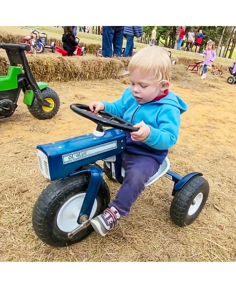 Tricam Ol' Blue Tractor Tricycle, 22" Steel Toddler Bike Kids Ride On Toy