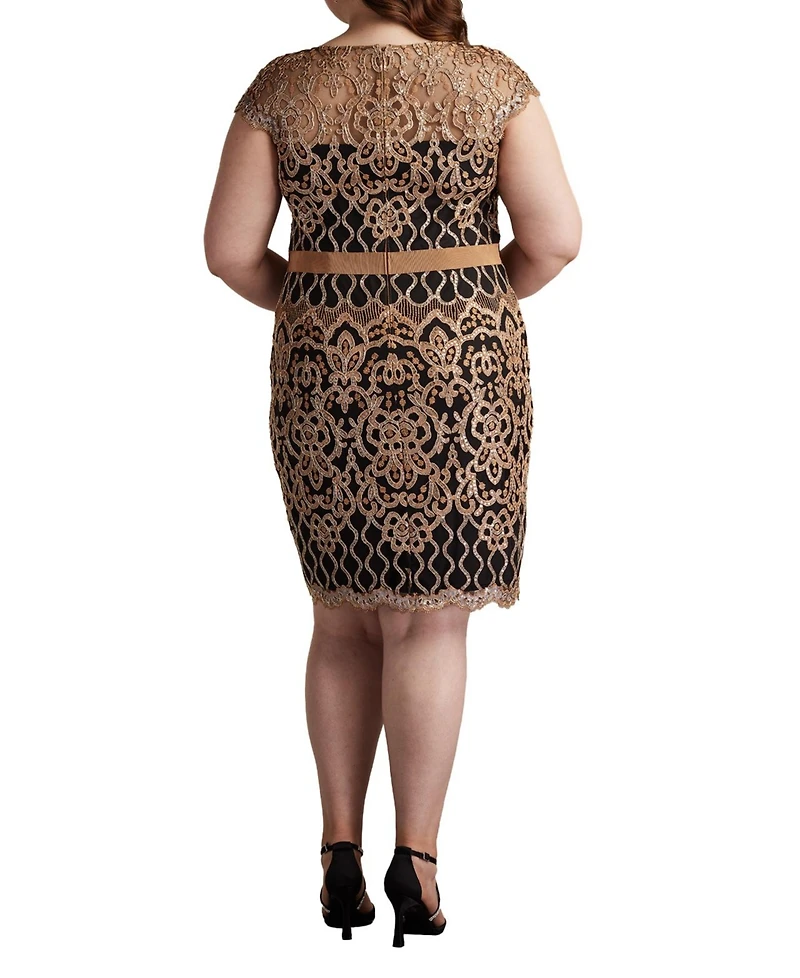Tadashi Shoji Miranda Sequin Embroidered Dress - Plus