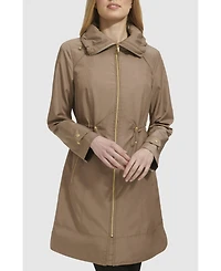Cole Haan Signature Women's 36” Travel Packable Rain Jacket with Gold Trim