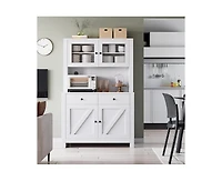 gaomon Kitchen Pantry Cabinet with Microwave Stand, Freestanding Hutch Cabinet with Buffet Cupboard