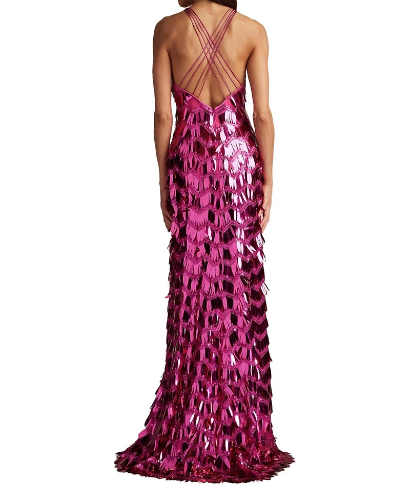 Tadashi Shoji Women's Madysin Sequin Fringe Gown