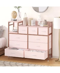 Dresser for Bedroom with 9 Drawer, Tv Stand with Charging Station, Fabric Chest of Drawers for Bedroom Dresser for Modern Design