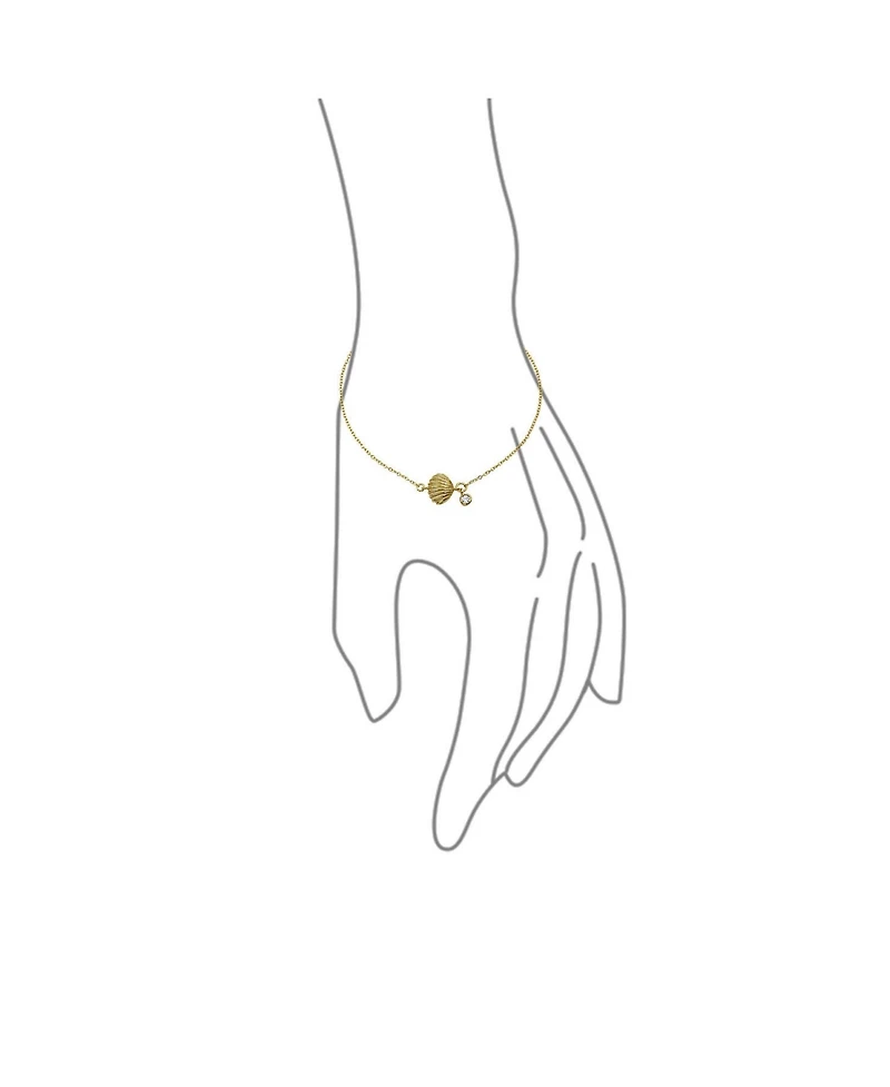 Bling Jewelry Nautical Cz Seashell Anklet Ankle Bracelet Gold Plated Sterling Silver 9-10"