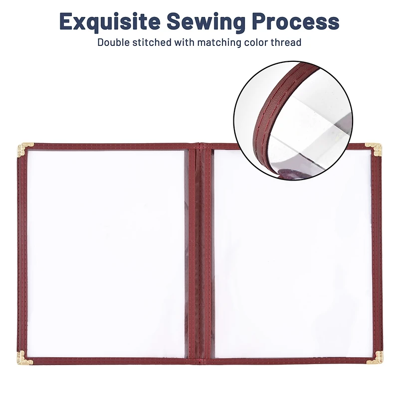 WeChef 40 Pack Menu Covers 8.5"x14" 8 Views Book Style Cafe Restaurant Burgundy