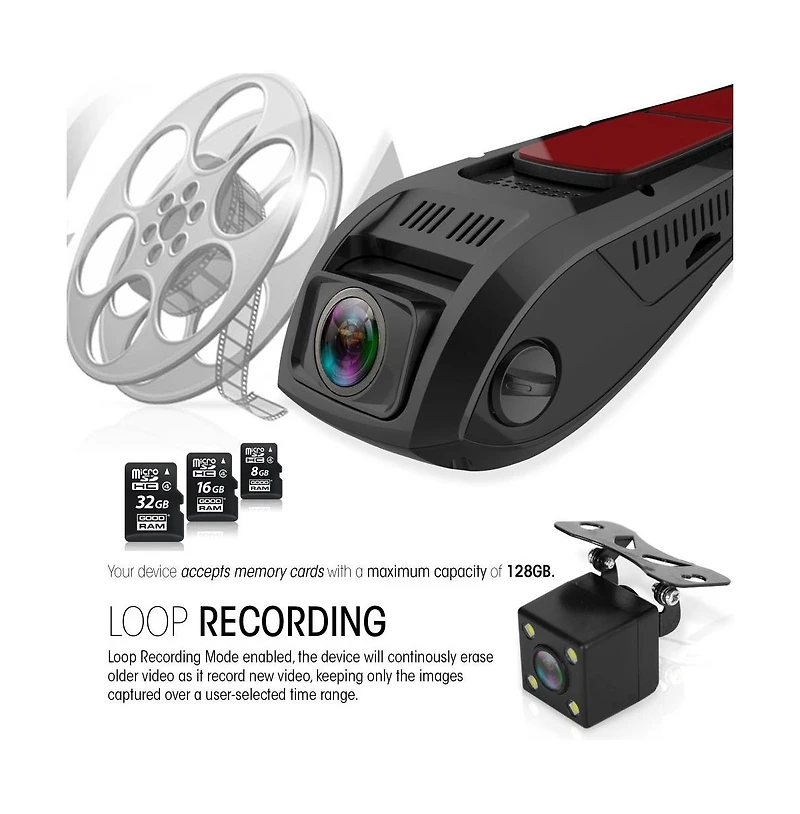 Pyle Dual Camera Car Dash Cam & Backup Camera, 1080p Full Hd, Waterproof