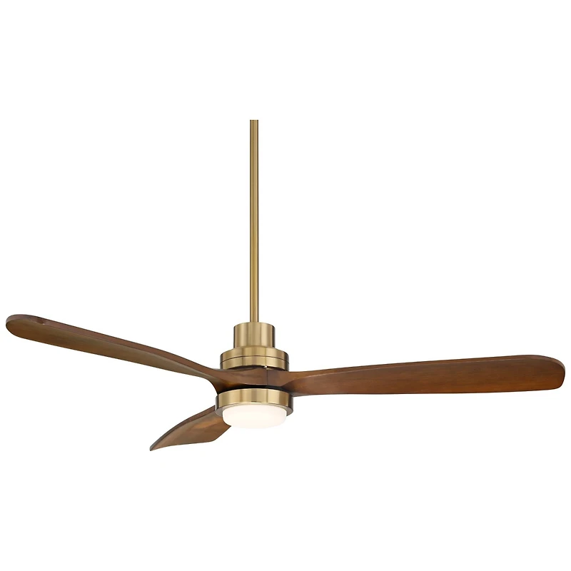 Casa Vieja 52" Delta Modern Indoor Ceiling Fan 3 Blade Cct Led Light Remote Control Soft Brass Finish Bedroom Living Room Dc Motor