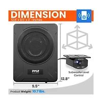 Pyle 8” 600W Slim Active Car Subwoofer, Low-Profile, Under-Seat Installation