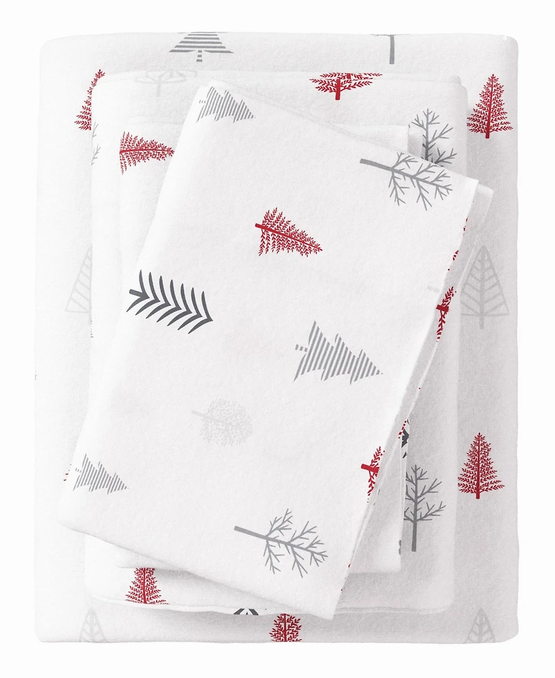 Linery & Co. 100% Turkish Cotton Winter Flannel Sheet Set - Winter trees