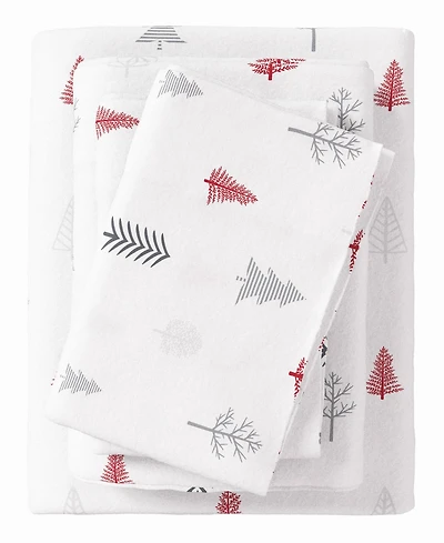 Linery & Co. 100% Turkish Cotton Winter Flannel Sheet Set - Winter trees