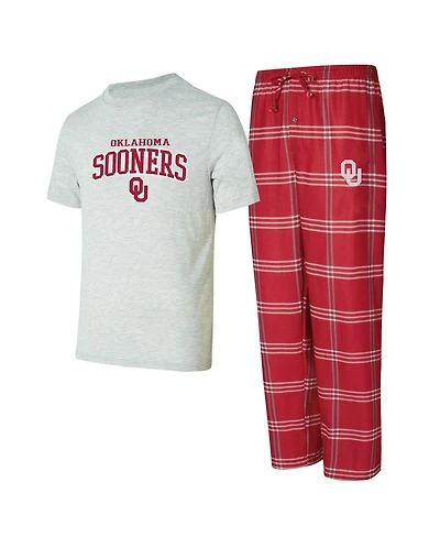 Concepts Sport Men's Crimson/Gray Oklahoma Sooners T-Shirt Pants Sleep Set