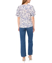 Sam & Jess Women's Floral-Print Bubble-Sleeve Top