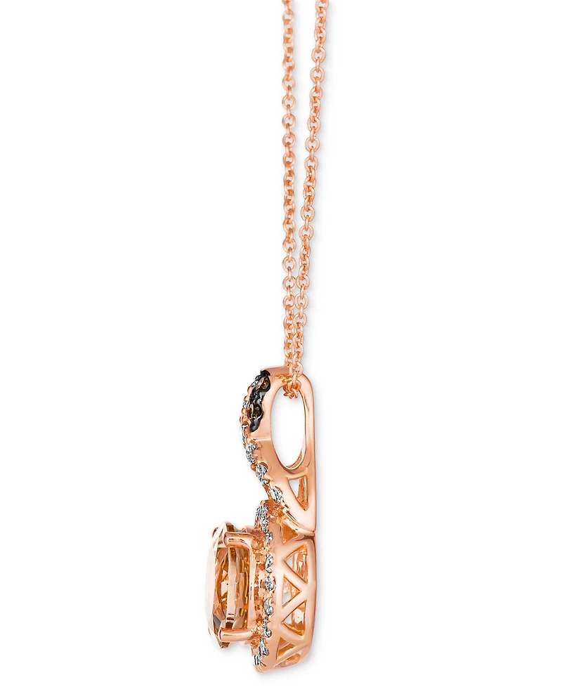 Le Vian Peach Morganite (1-3/8 ct. t.w.), Nude Diamond (1/4 ct. t.w.) & Chocolate Diamond (1/20 ct. t.w.) Round Pendant 20" Necklace in 14k Strawberry