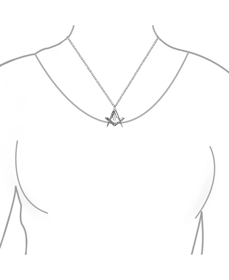 Bling Jewelry Masonic Freemason Compass Pendant Necklace in Oxidized Sterling Silver Chain