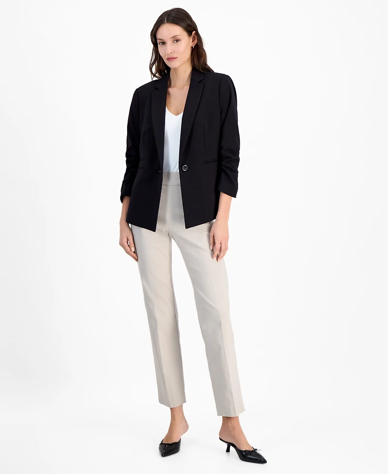 Tahari Asl Women's Ruched-Sleeve One-Button Blazer