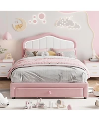 gaomon Twin Upholstered Bed Frame with Storage Drawers