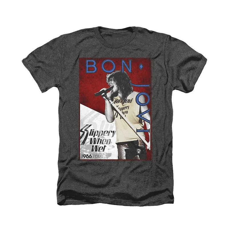 Bon Jovi Men's 86 Tour Adult Heather T-Shirt
