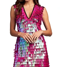 Tadashi Shoji Women's Birdie Sequin Fringe Mini Dress