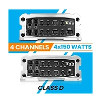 Pyle 4-Channel Weather-Resistant Audio Amplifier, Class D Compact Design, 1200W