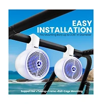 Pyle 6.5'' Marine Bluetooth Wakeboard Speaker System with Led Lights, 200W, White