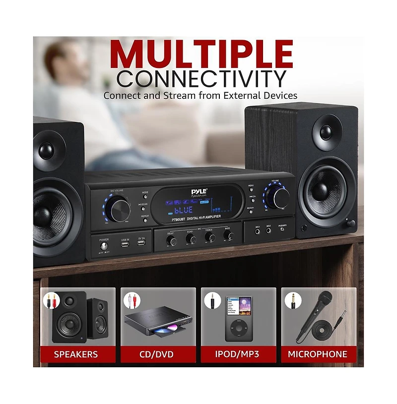 Pyle Home Theater Wireless Bt Streaming Receiver Amplifier