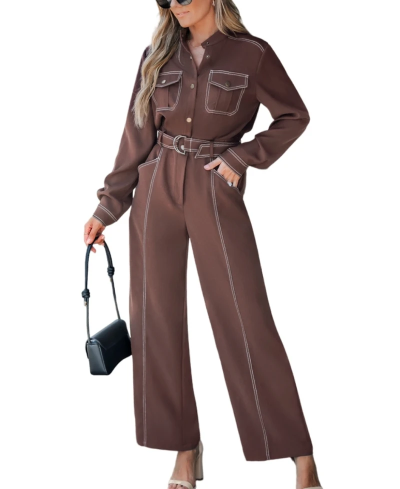 Cupshe Women's Elegant Belted Utility Structured Fit Jumpsuit, Created for Macy's