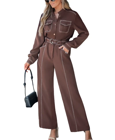 Cupshe Women's Elegant Belted Utility Structured Fit Jumpsuit, Created for Macy's