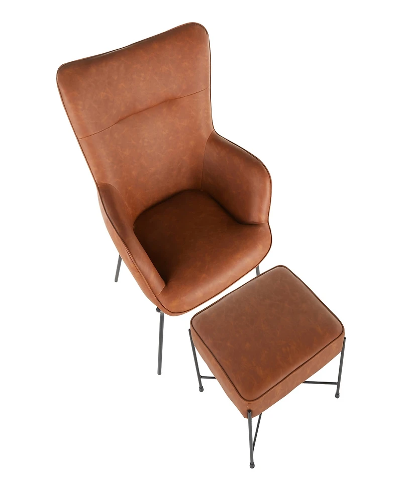 Lumisource 2-Pc. Metal Izzy Industrial Lounge Chair and Ottoman Set